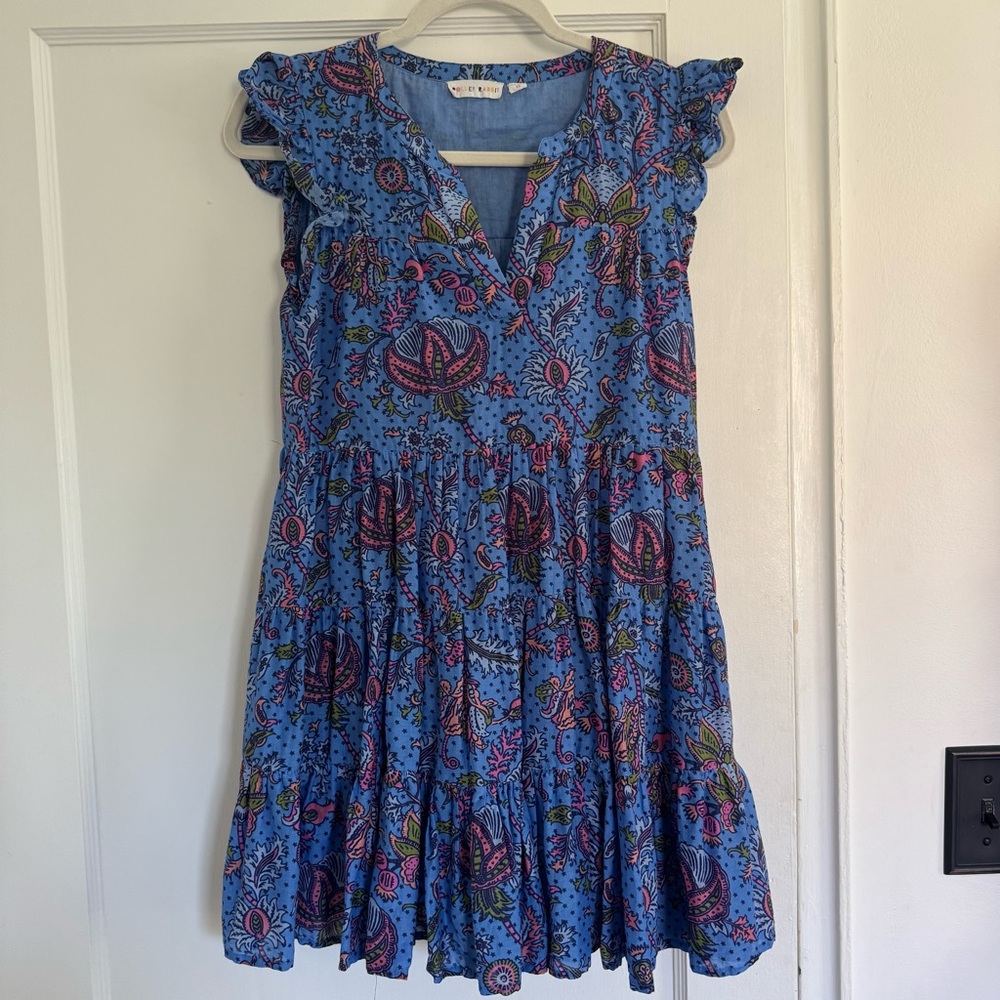 Anthropologie Roller Rabbit Blue Pippa Skater Dress Size XS